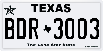 TX license plate BDR3003