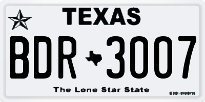 TX license plate BDR3007