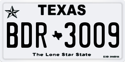 TX license plate BDR3009