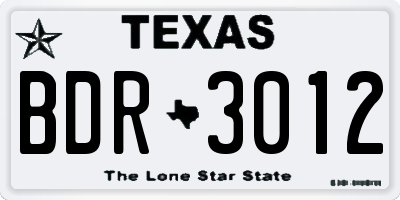 TX license plate BDR3012