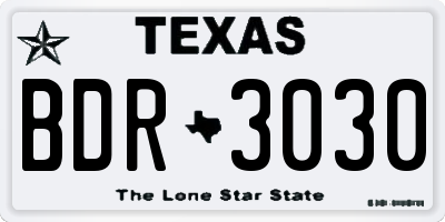 TX license plate BDR3030