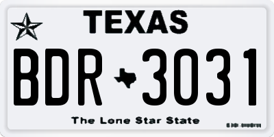 TX license plate BDR3031