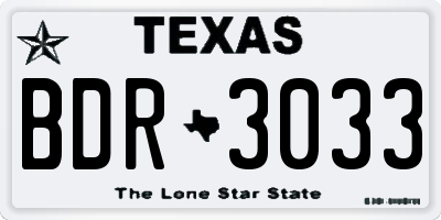 TX license plate BDR3033