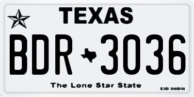 TX license plate BDR3036