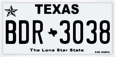 TX license plate BDR3038