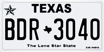 TX license plate BDR3040