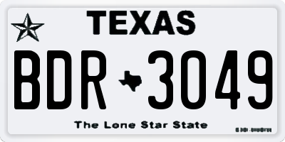 TX license plate BDR3049
