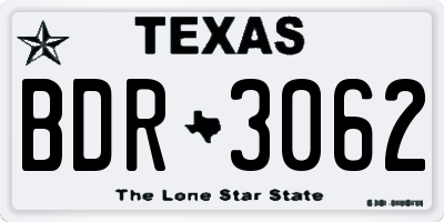 TX license plate BDR3062