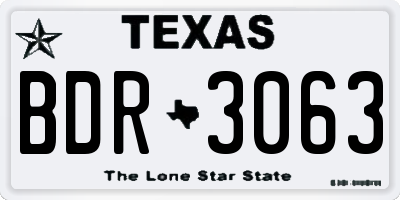 TX license plate BDR3063