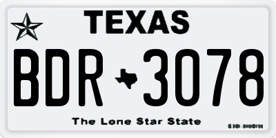 TX license plate BDR3078