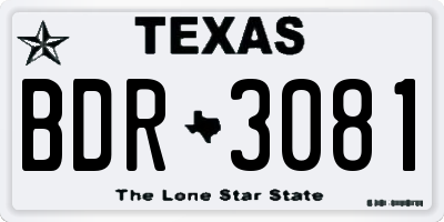 TX license plate BDR3081