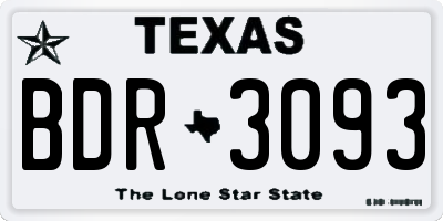 TX license plate BDR3093
