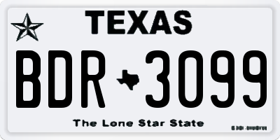 TX license plate BDR3099