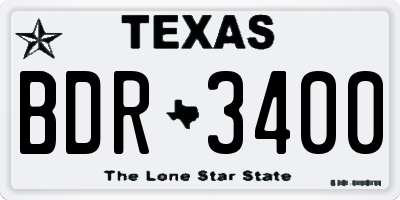 TX license plate BDR3400