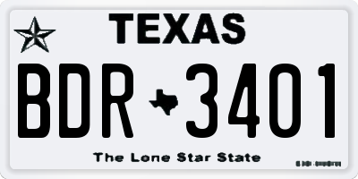 TX license plate BDR3401