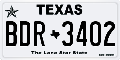 TX license plate BDR3402
