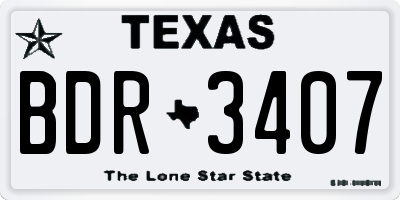 TX license plate BDR3407