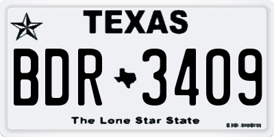 TX license plate BDR3409