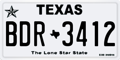 TX license plate BDR3412