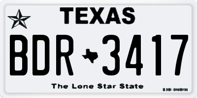 TX license plate BDR3417