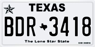 TX license plate BDR3418
