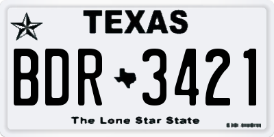 TX license plate BDR3421