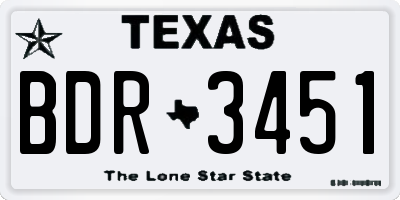 TX license plate BDR3451