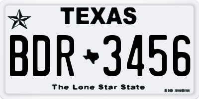 TX license plate BDR3456