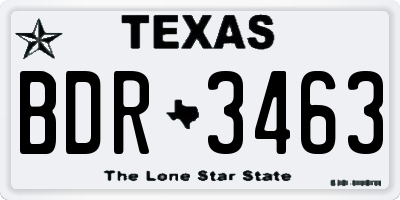 TX license plate BDR3463