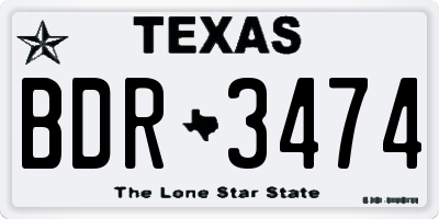 TX license plate BDR3474