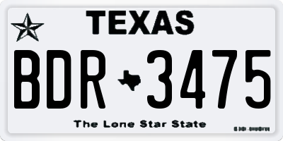 TX license plate BDR3475