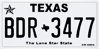 TX license plate BDR3477