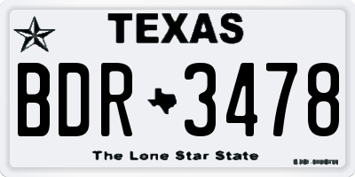 TX license plate BDR3478