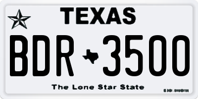 TX license plate BDR3500