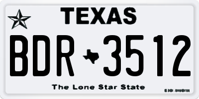 TX license plate BDR3512