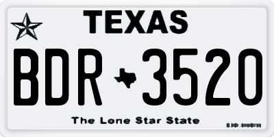 TX license plate BDR3520
