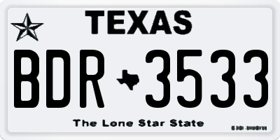 TX license plate BDR3533