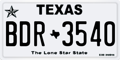 TX license plate BDR3540