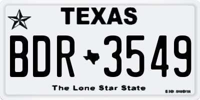 TX license plate BDR3549