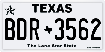 TX license plate BDR3562