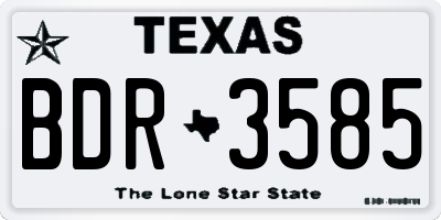 TX license plate BDR3585