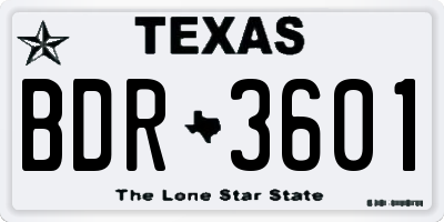 TX license plate BDR3601