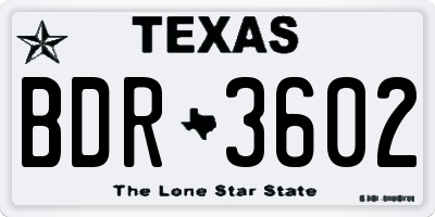TX license plate BDR3602