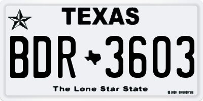 TX license plate BDR3603