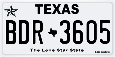 TX license plate BDR3605