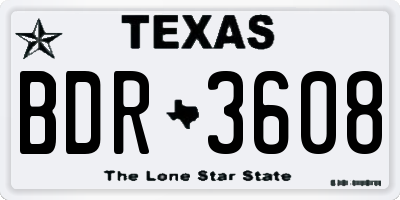 TX license plate BDR3608