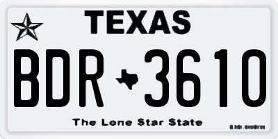 TX license plate BDR3610