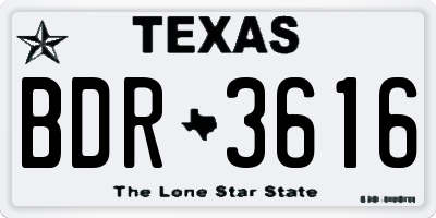 TX license plate BDR3616