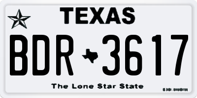 TX license plate BDR3617