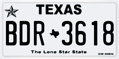 TX license plate BDR3618